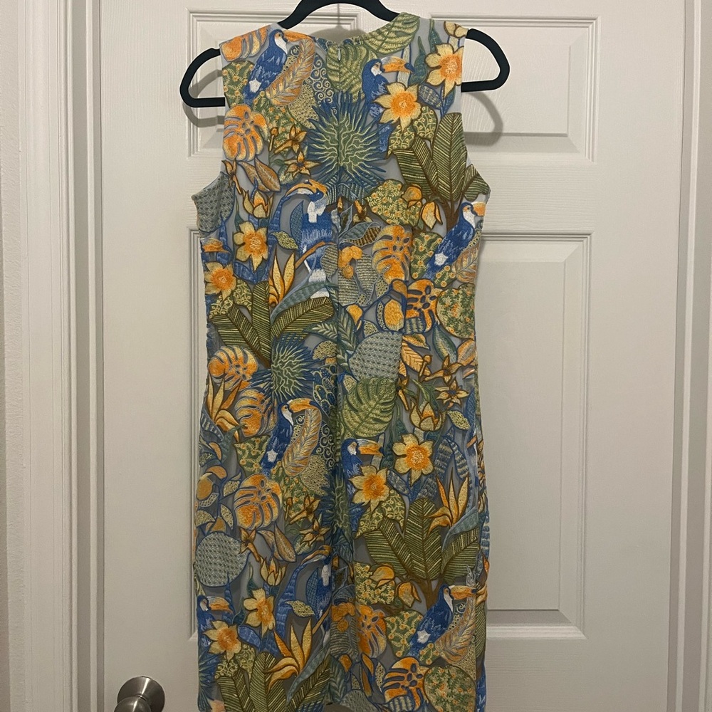J. McLaughlin Blue and Yellow Tropical Print Dress - Picture 2 of 6